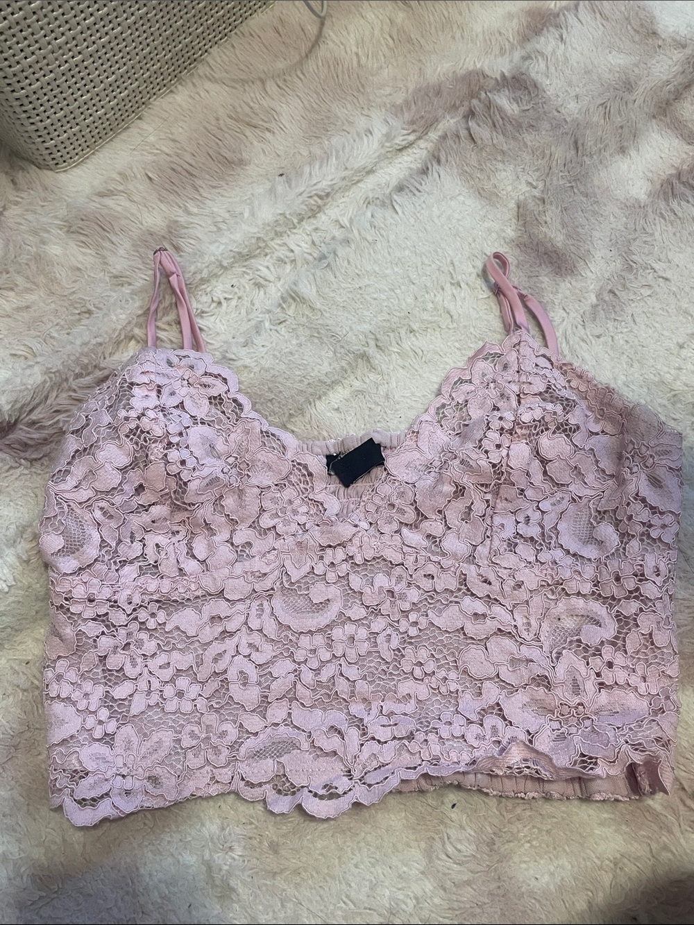 Express Light Pink Floral Lace Cami